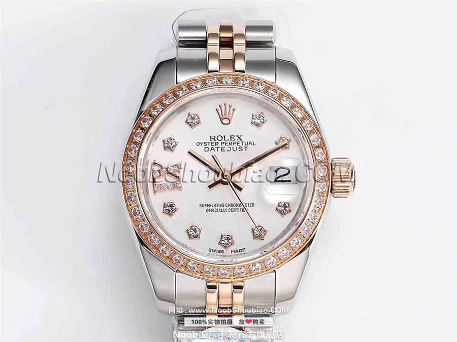 N厂手表 定制款 劳力士 日志型系列  279381RBR-63341 女装 玫瑰金镶钻 腕表